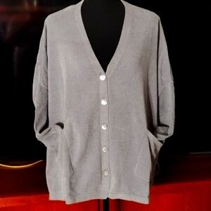 NWT Wynne Lounge gray velour button down cardigan Sz PL
